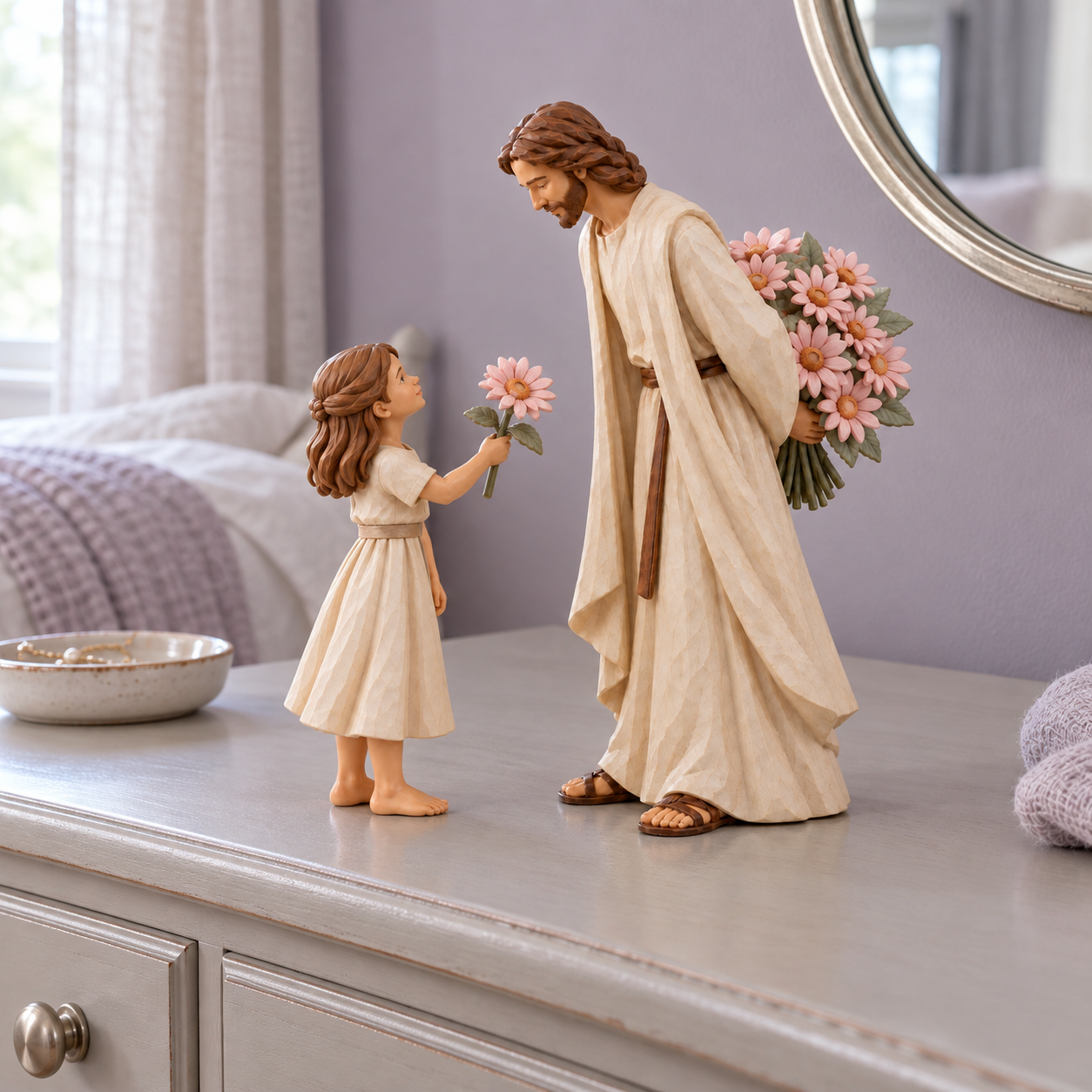 Jesus & Child Flower Figurine Set – A Quiet Reminder of His Love