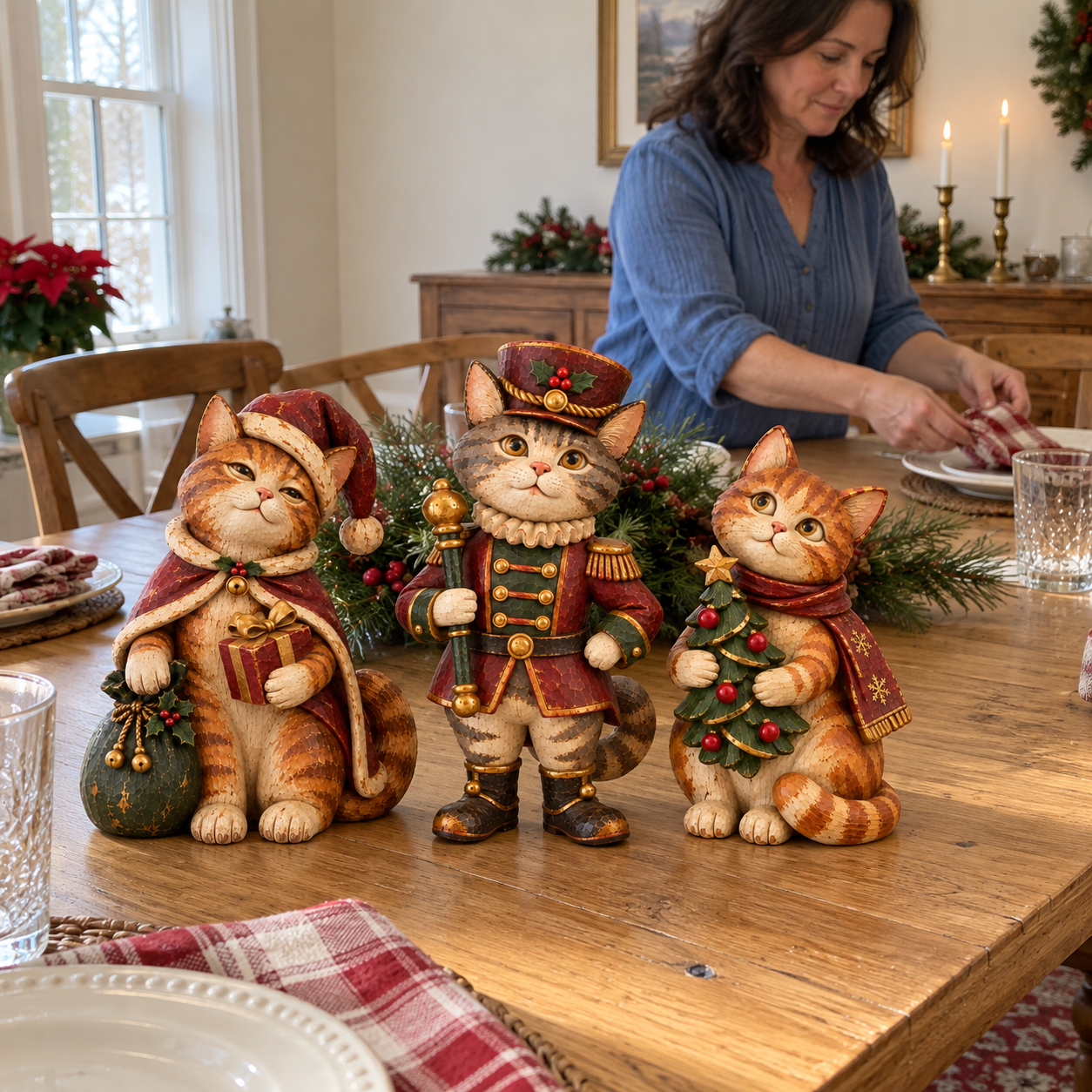 Vintage Christmas Cat Figurines