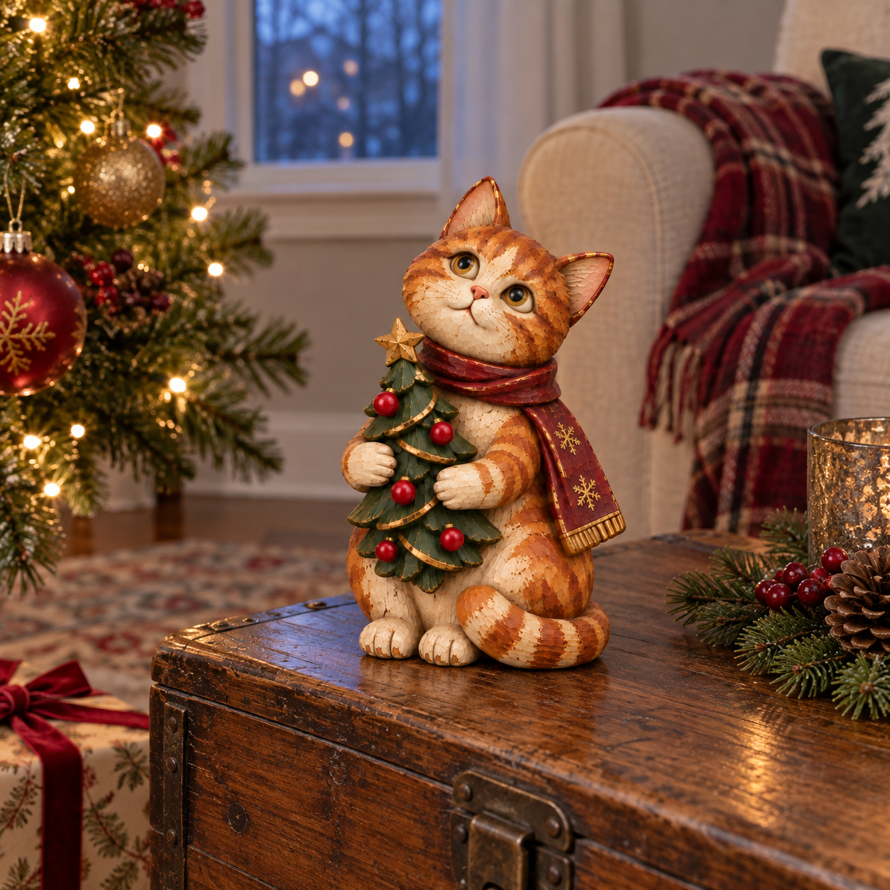 Vintage Christmas Cat Figurines