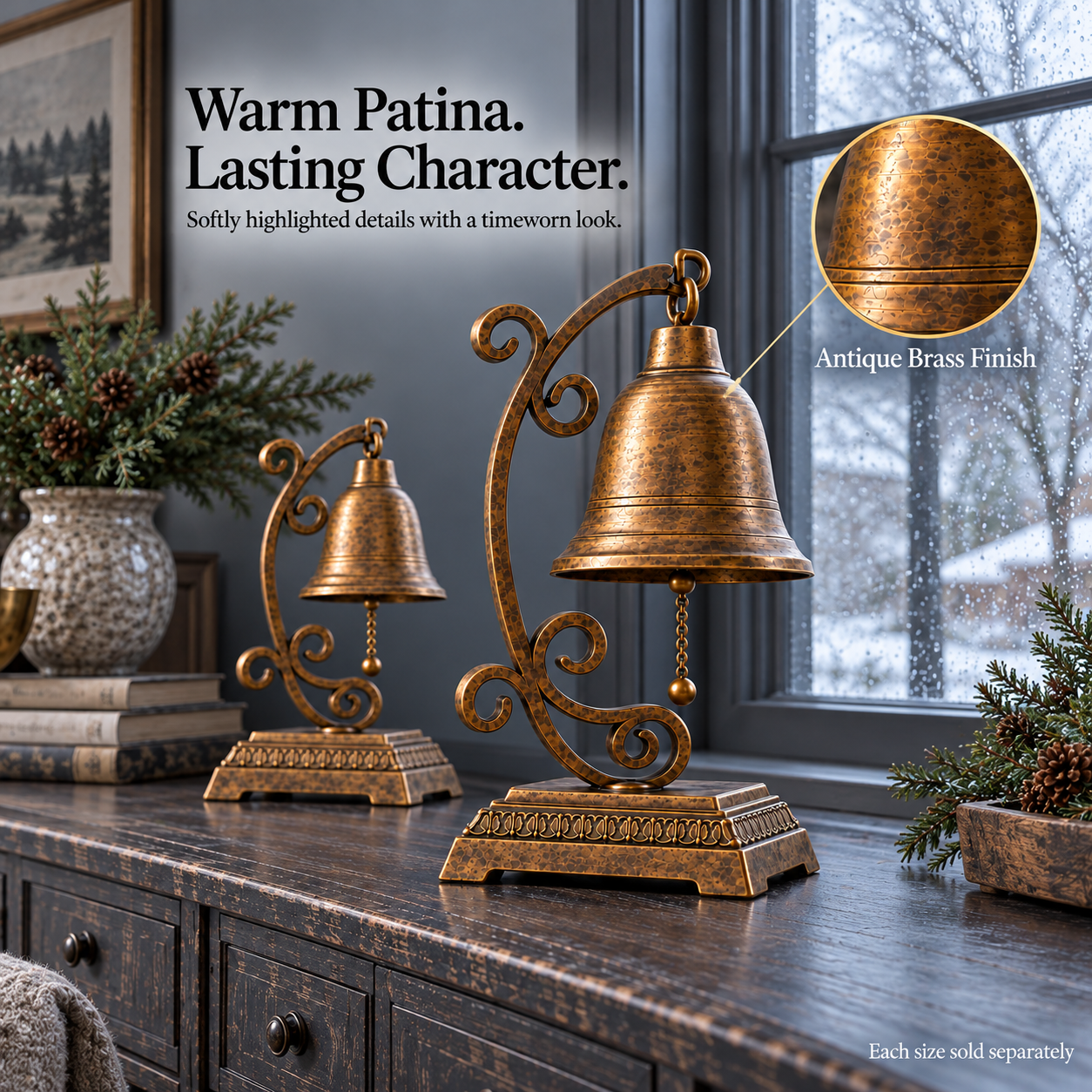 Vintage Bell on Scrollwork Stand