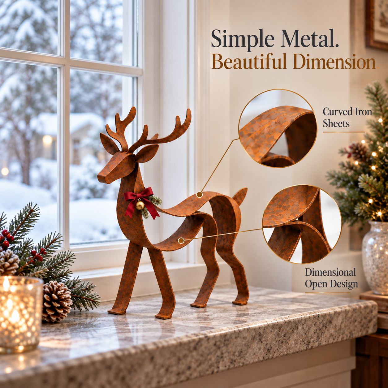 Vintage Rustic Metal Christmas Reindeer