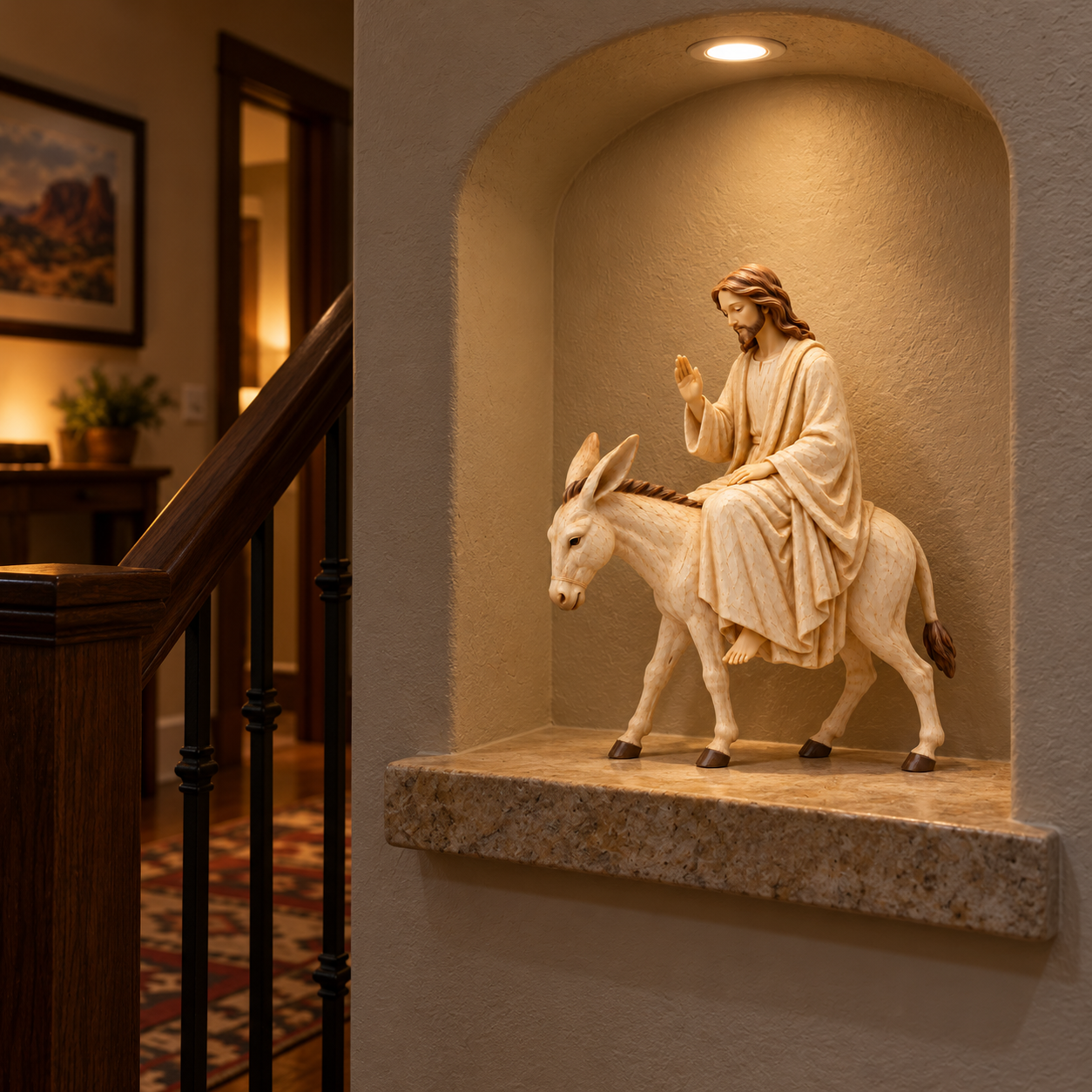 The Humble King – Jesus Riding a Donkey Resin Figurine