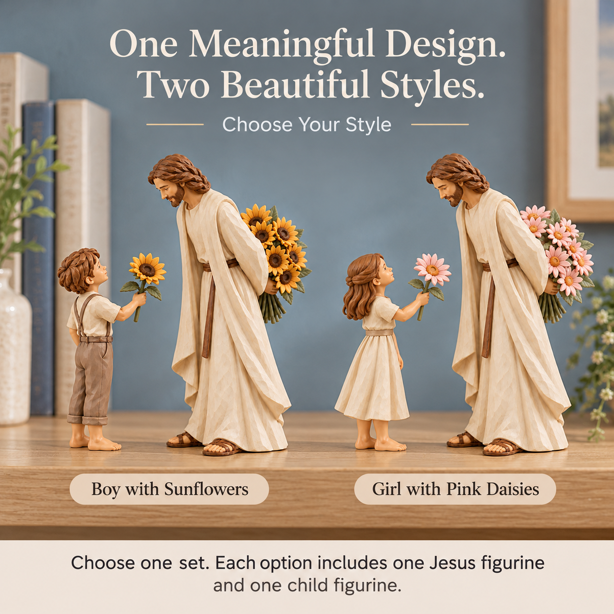 Jesus & Child Flower Figurine Set – A Quiet Reminder of His Love