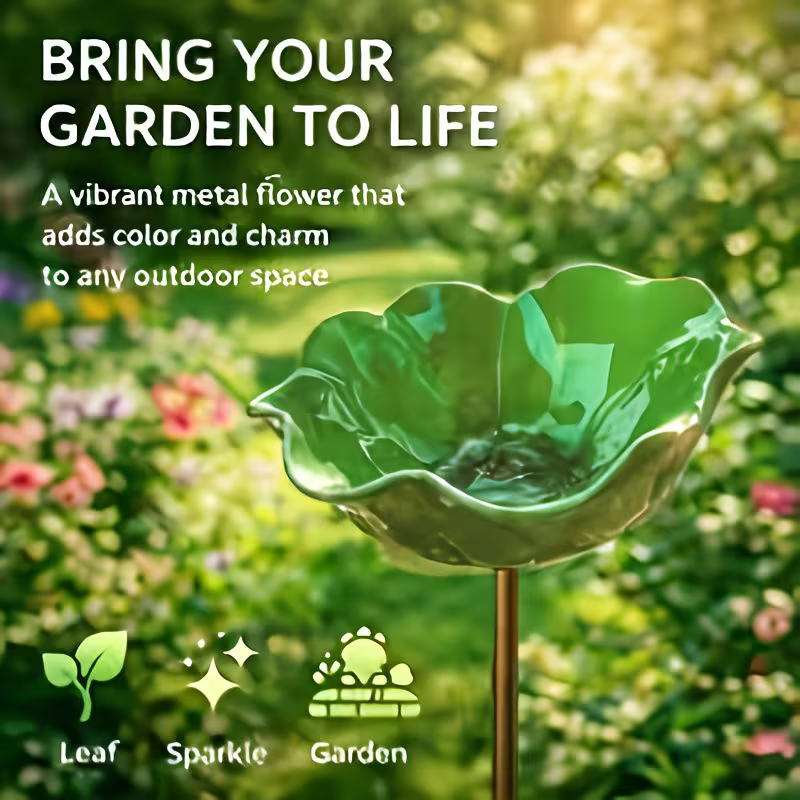 Handmade Metal Garden Insert Card Bird Bee Bath Butterfly Drinking Station Pollinating Insect Feeder Hummingbird Drinker Courtyard Decoration Creative Styling Colorful Plant Vertical Sculpture Outdoor