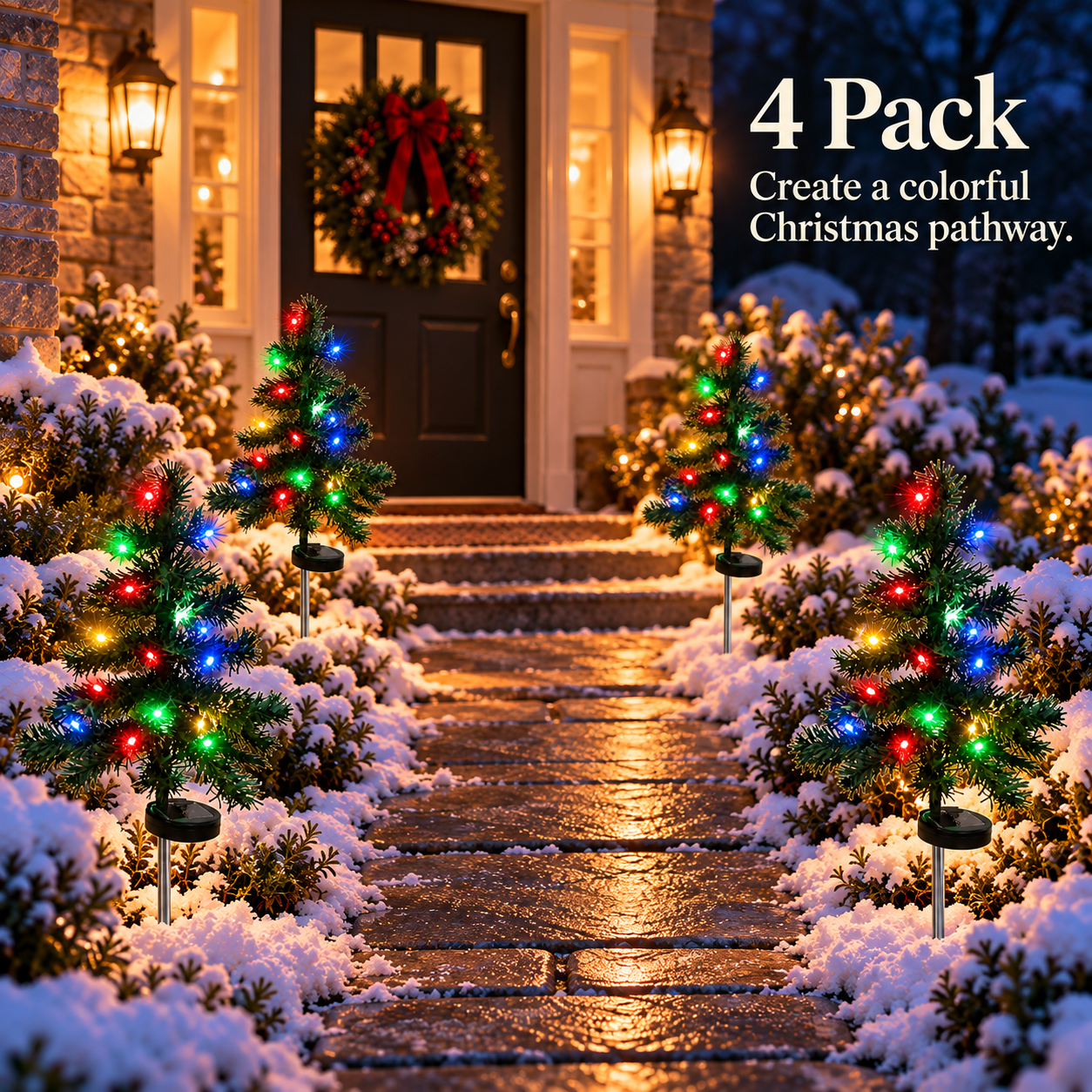 Solar Lighted Christmas Tree Stake Lights