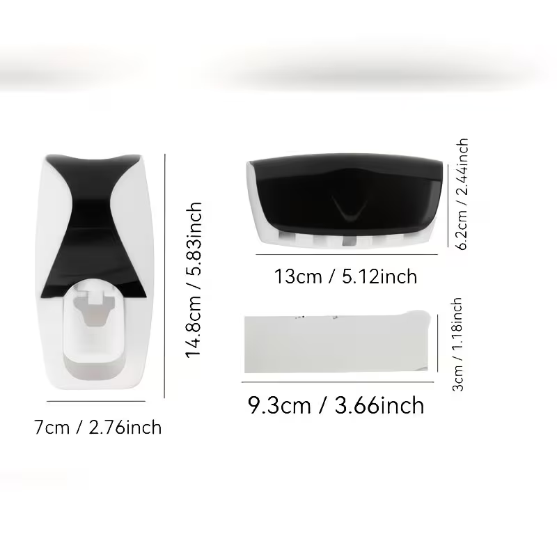 2pcs No Punching Wall Mounted Automatic Toothpaste Squeeze Holder Set - Space-saving Bathroom Storage Artifact, One-button Operation, Hygienic Anti-drip Design, Durable Plastic Material (black/white) - Easy Installation, No Tools Required, Wall Sto