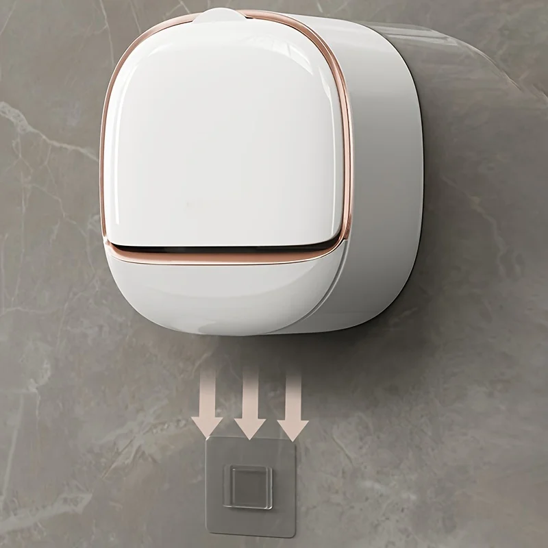 Luxury Soap Holder with Drain Tray, Waterproof Soap Dish Holder, Keep Soap Bars Dry, Adhesive Soap Case Box Wall Mounted for Shower, Bathroom, Bathtub, White