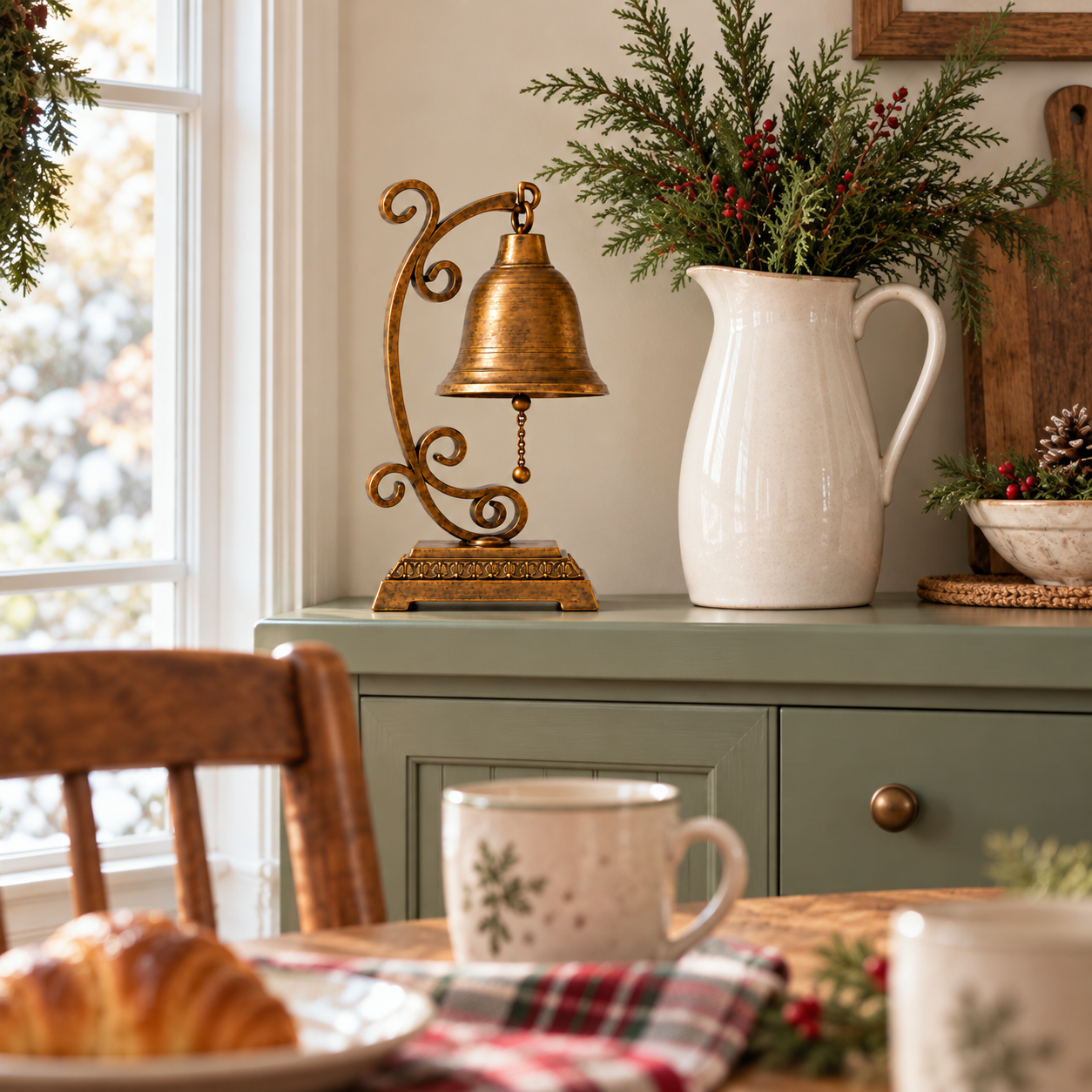 Vintage Bell on Scrollwork Stand