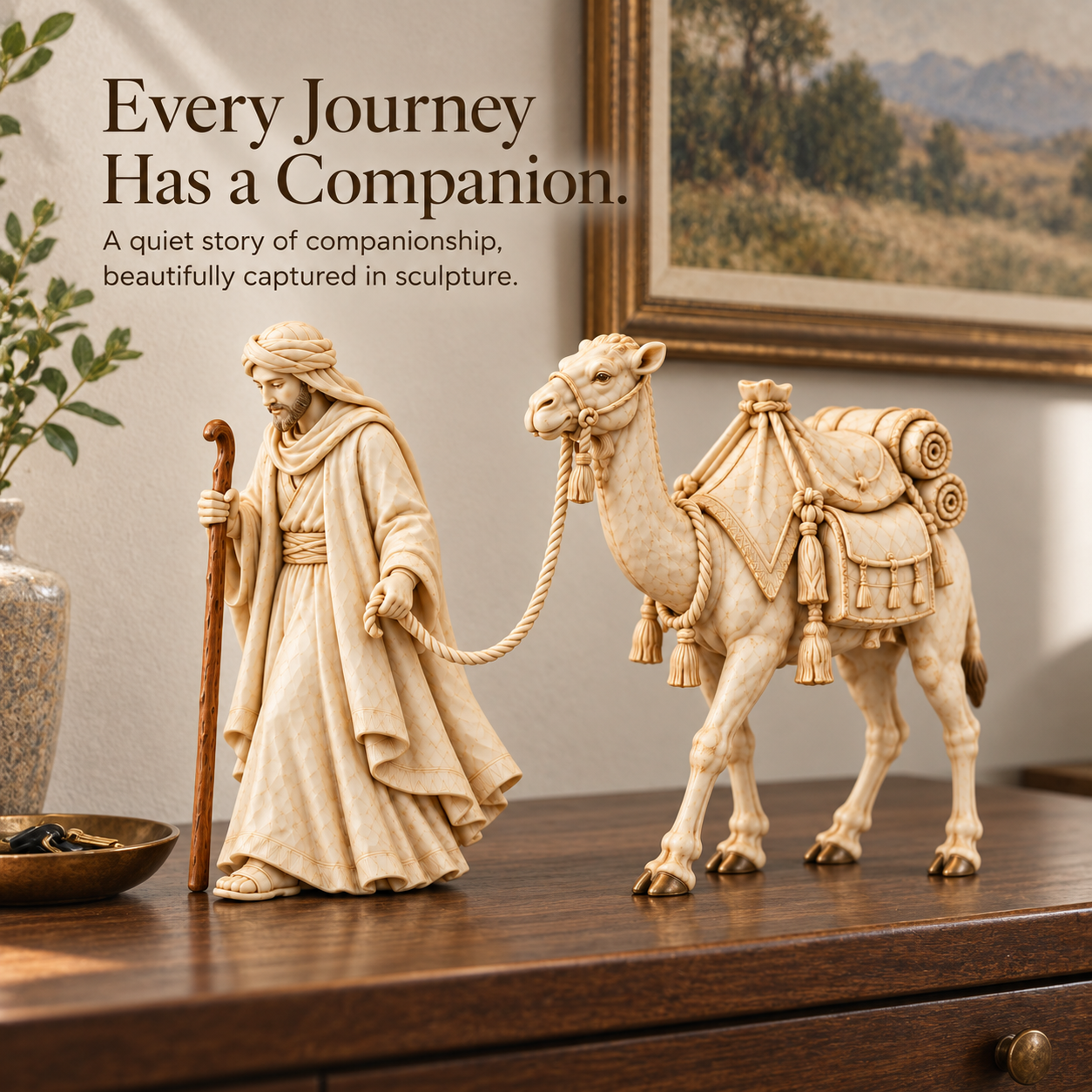 Desert Traveler & Camel Figurine Set