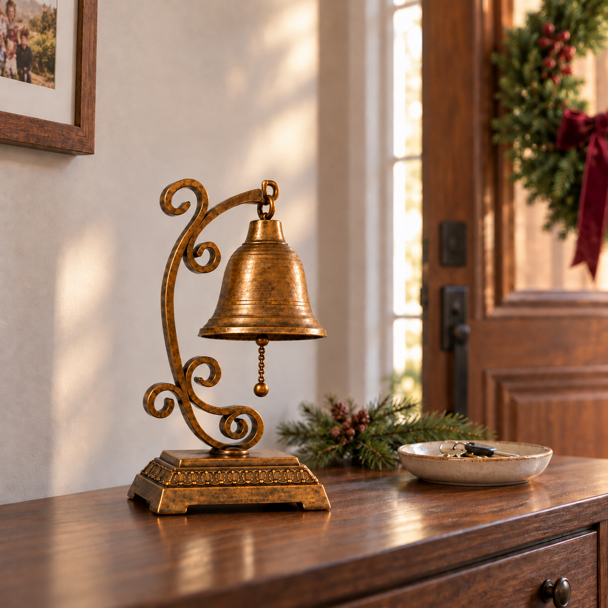 Vintage Bell on Scrollwork Stand