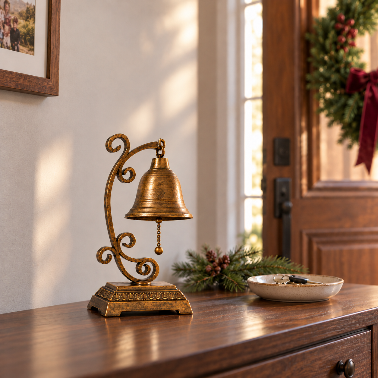Vintage Bell on Scrollwork Stand
