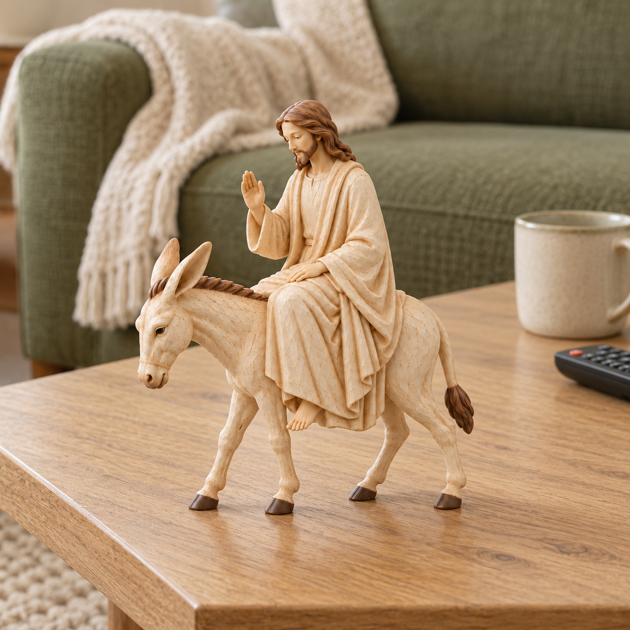 The Humble King – Jesus Riding a Donkey Resin Figurine