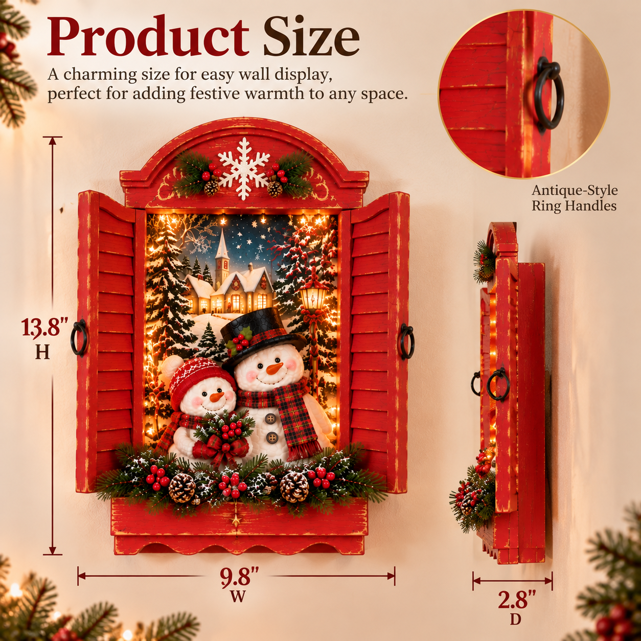 Vintage Lighted Christmas Snowman Window Wall Hanging