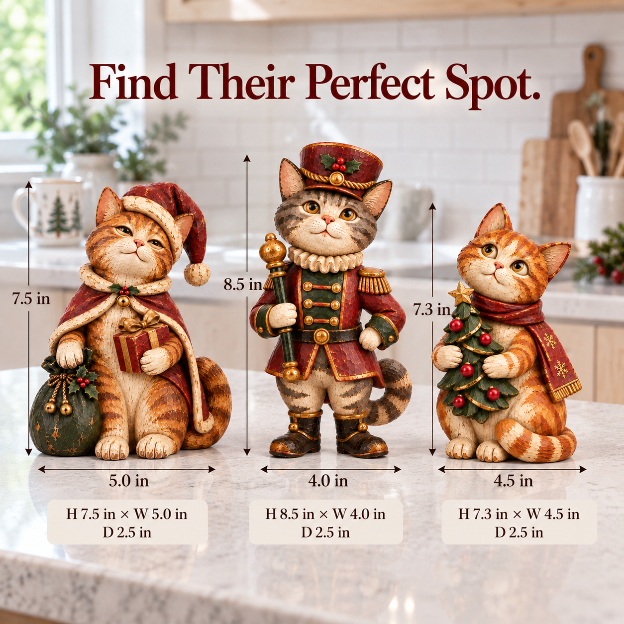 Vintage Christmas Cat Figurines