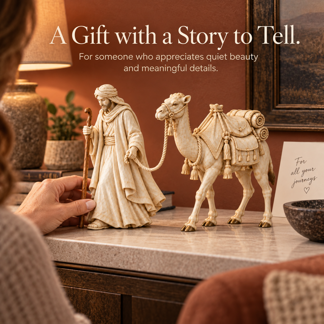 Desert Traveler & Camel Figurine Set