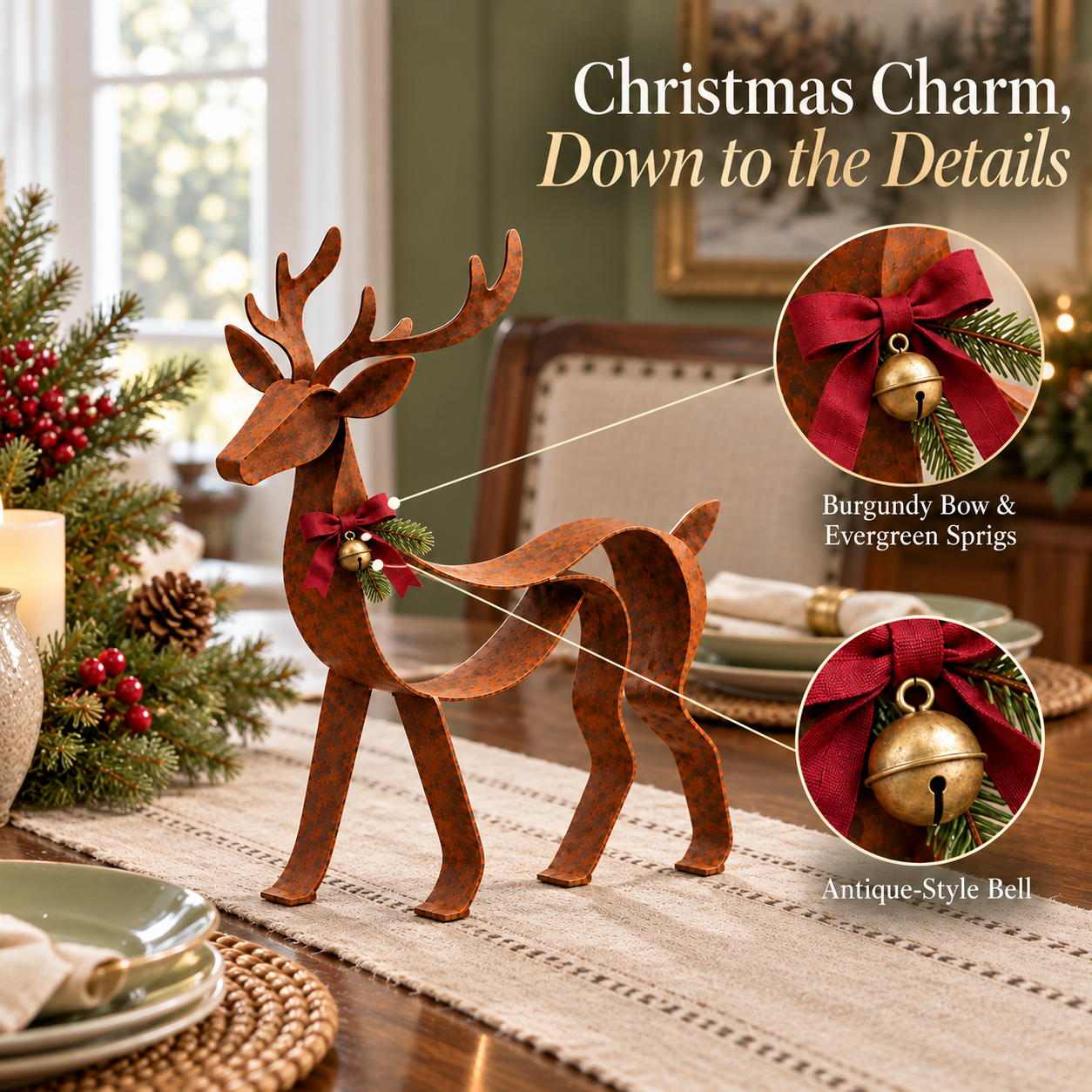 Vintage Rustic Metal Christmas Reindeer