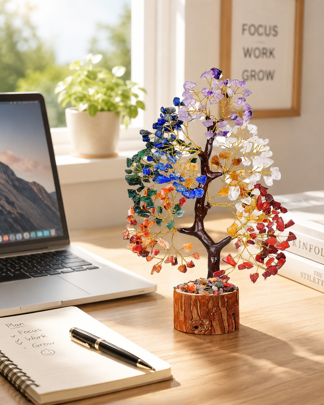 Multicolor Natural Crystal Energy Tree – Home Decor Feng Shui Lucky Tree