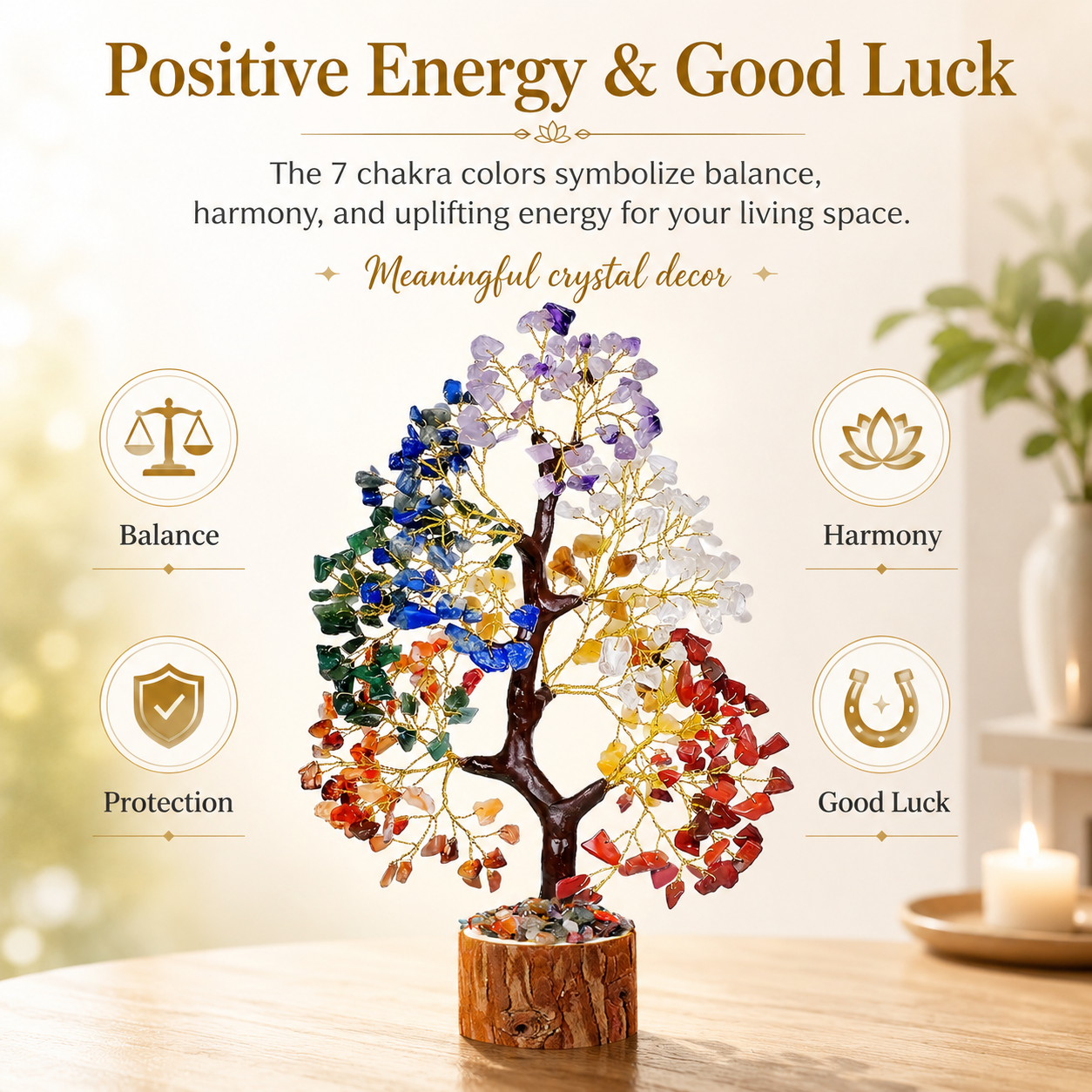 Multicolor Natural Crystal Energy Tree – Home Decor Feng Shui Lucky Tree