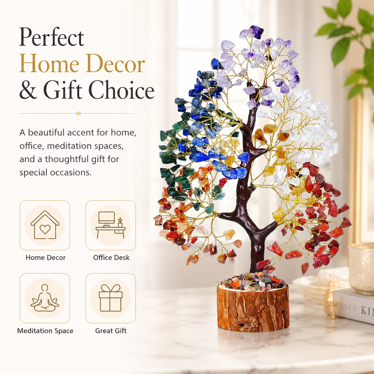 Multicolor Natural Crystal Energy Tree – Home Decor Feng Shui Lucky Tree