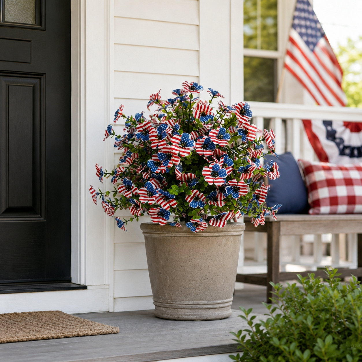 Patriotic Artificial Flower Decoration – American Flag-Inspired Floral Arrangement, Lightweight 200g, Perfect for Holiday & Outdoor Display
