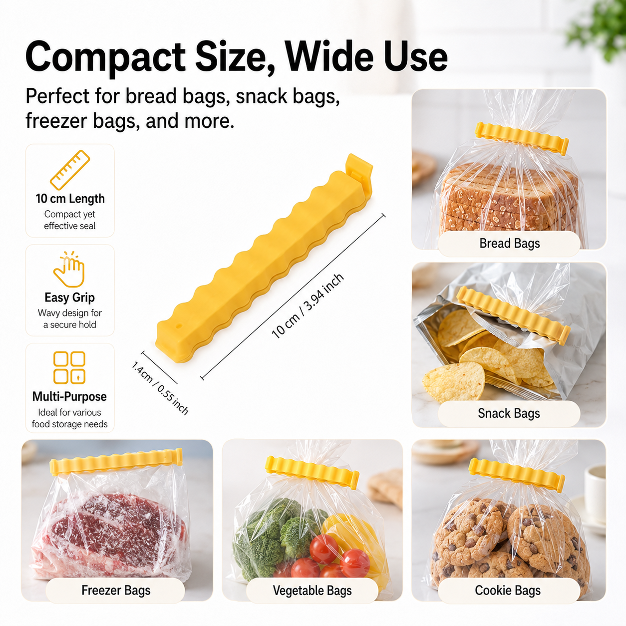 Fries Clips – French Fry Shaped Food Bag Clips with Magnetic Box, Keep Food Fresh