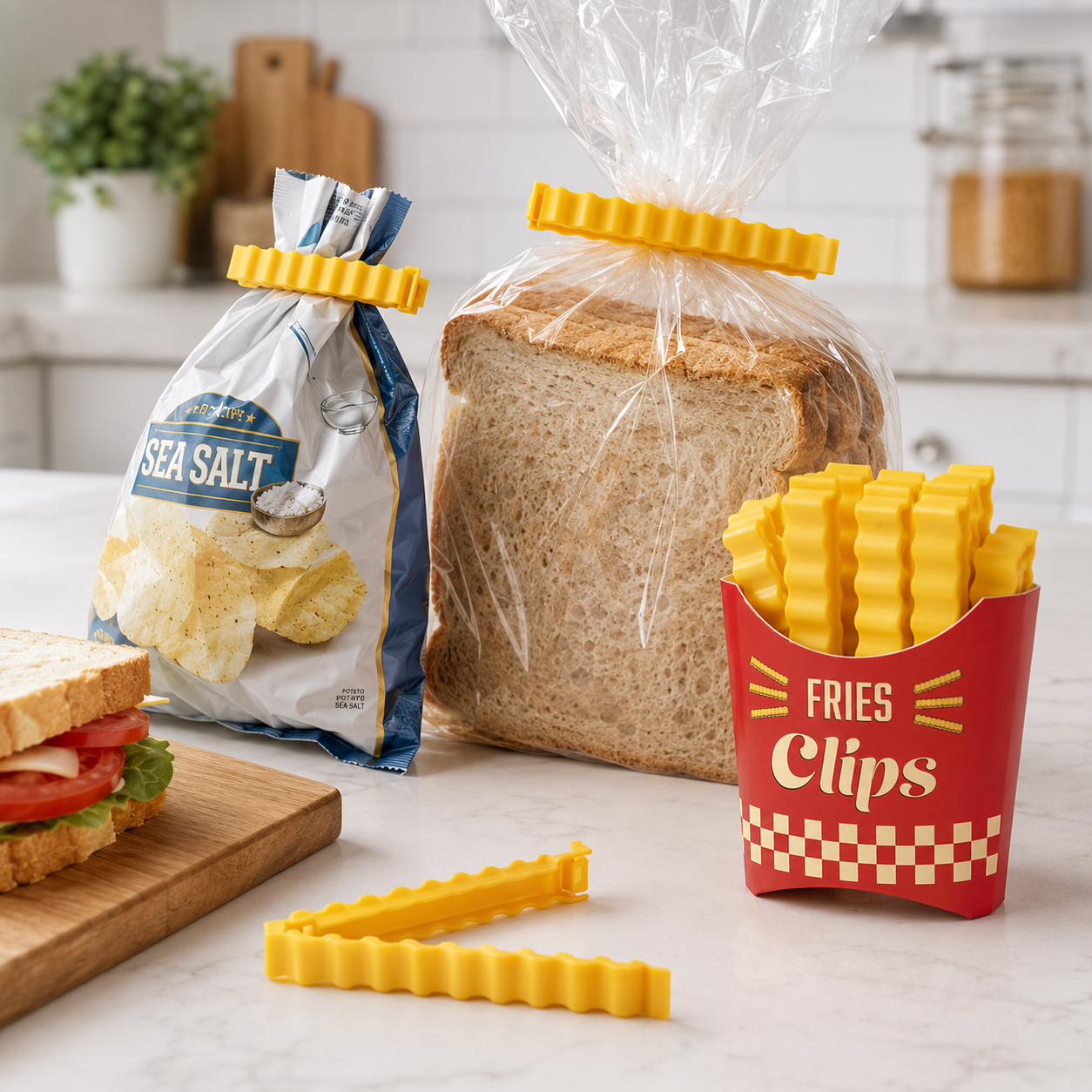 Fries Clips – French Fry Shaped Food Bag Clips with Magnetic Box, Keep Food Fresh