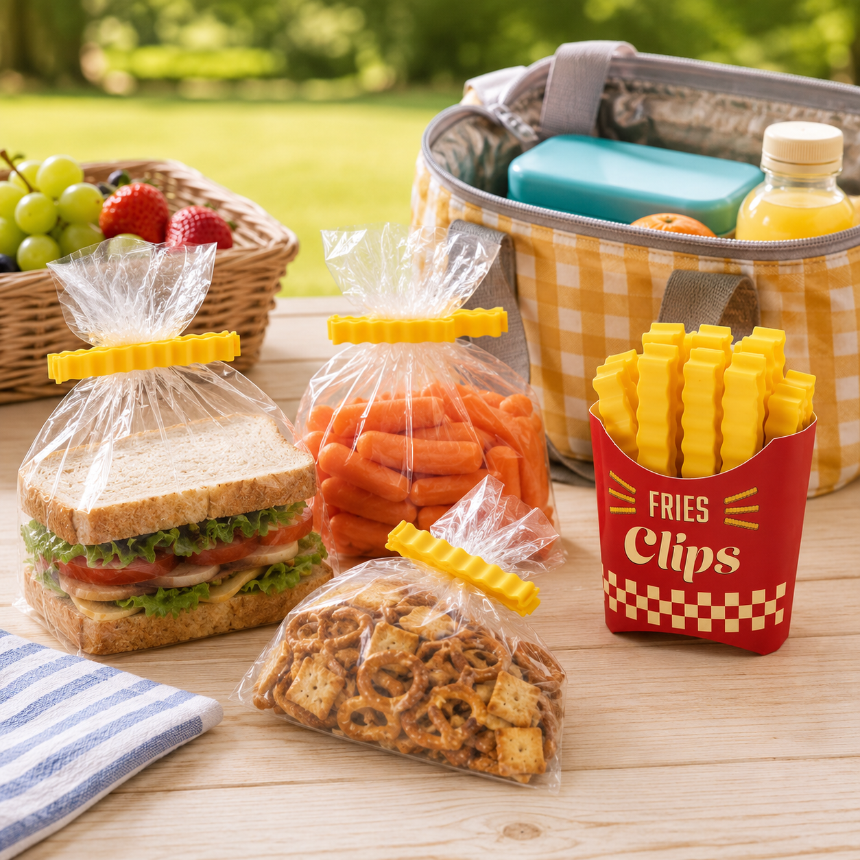 Fries Clips – French Fry Shaped Food Bag Clips with Magnetic Box, Keep Food Fresh