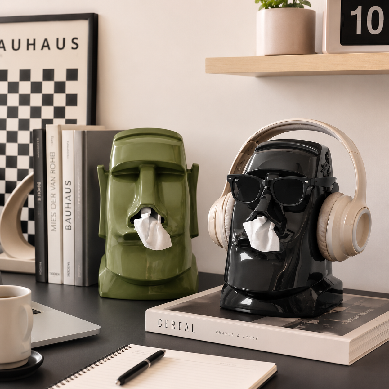 Moai Statue Tissue Box Holder – Fun & Functional ABS Desk Organizer for Home & Office
