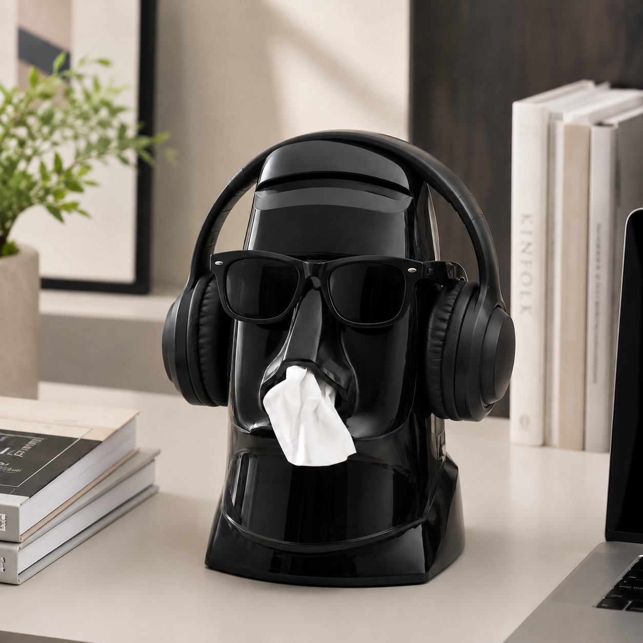 Moai Statue Tissue Box Holder – Fun & Functional ABS Desk Organizer for Home & Office