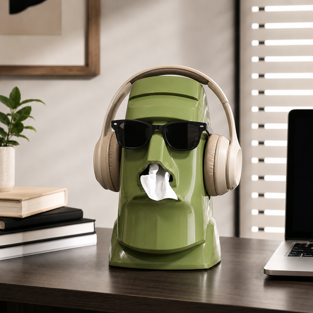 Moai Statue Tissue Box Holder – Fun & Functional ABS Desk Organizer for Home & Office