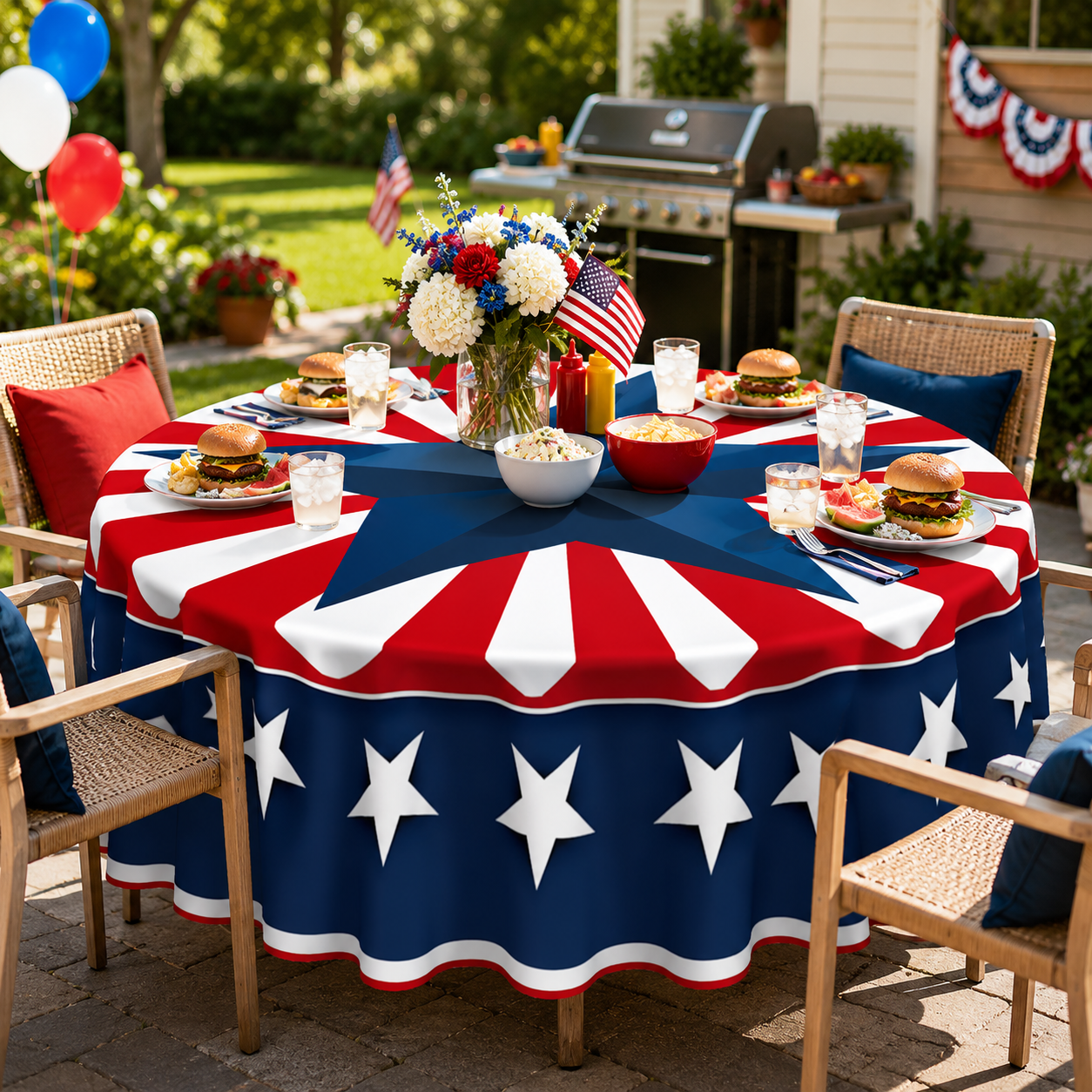 Patriotic Round Tablecloth – 70-inch