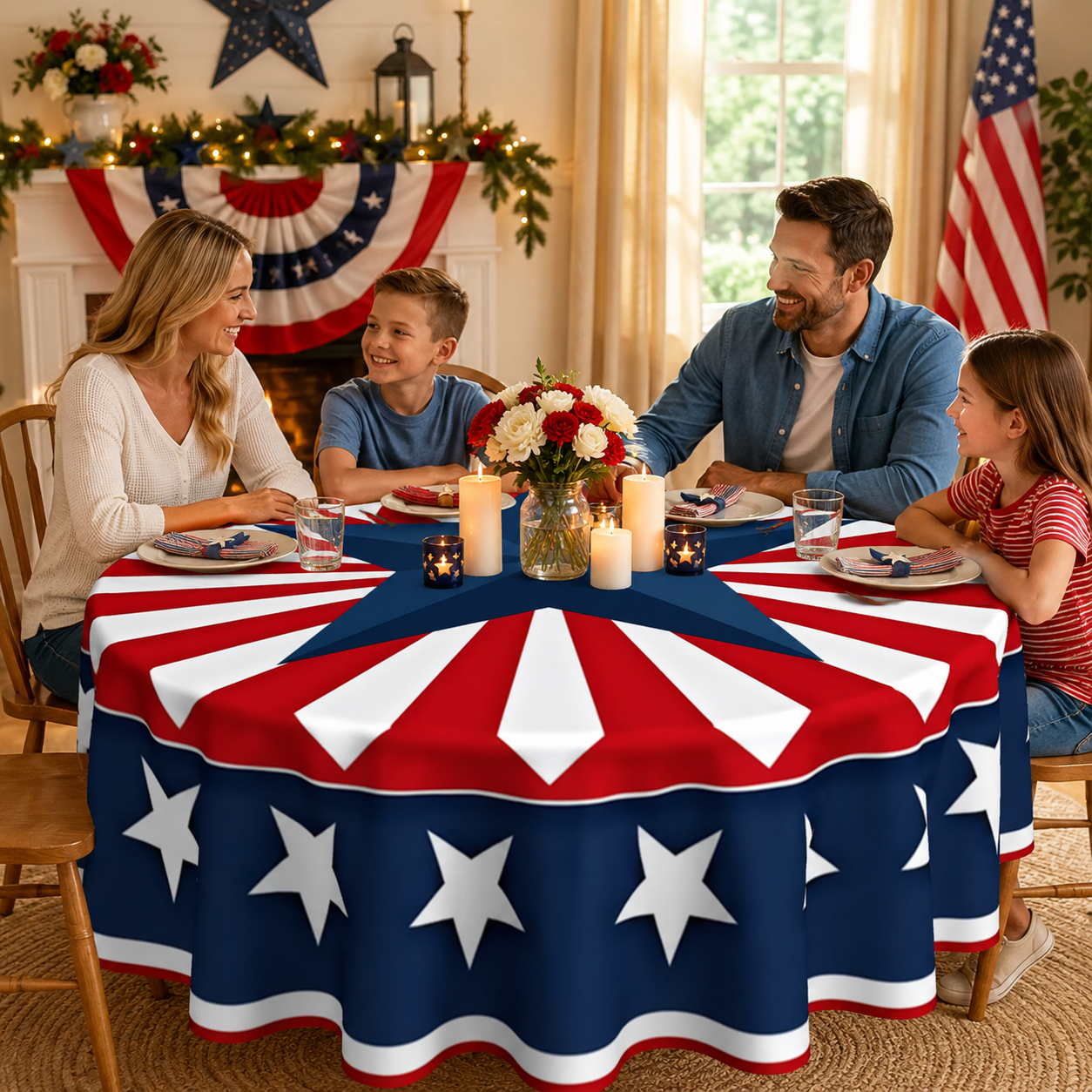 Patriotic Round Tablecloth – 70-inch