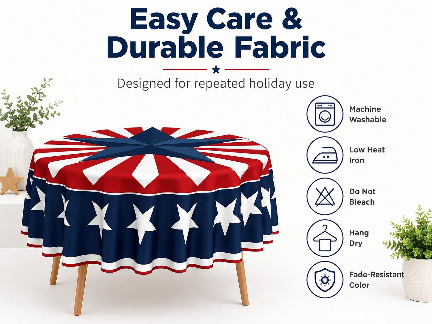 Patriotic Round Tablecloth – 70-inch