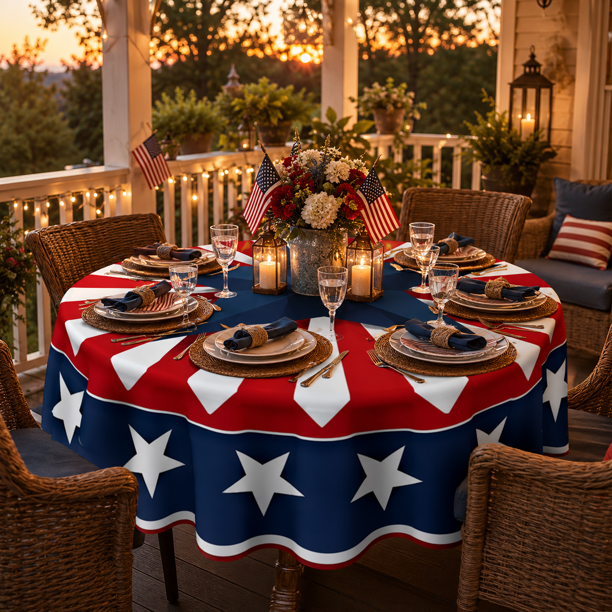 Patriotic Round Tablecloth – 70-inch