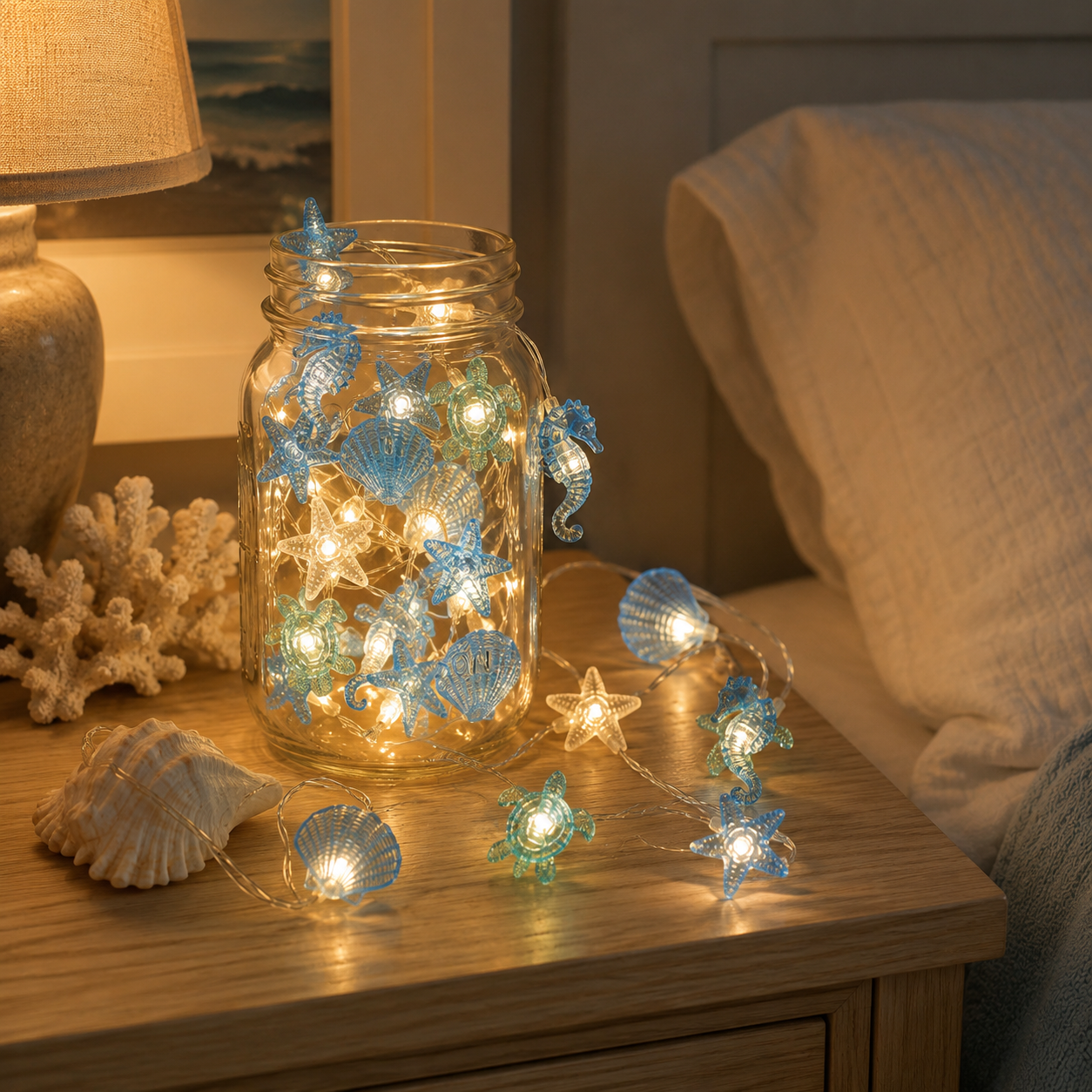 Ocean-Themed LED String Lights, 10 LED Sea Animal Fairy Lights Battery Operated for Bedroom, Nursery, Party & Coastal Home Decor