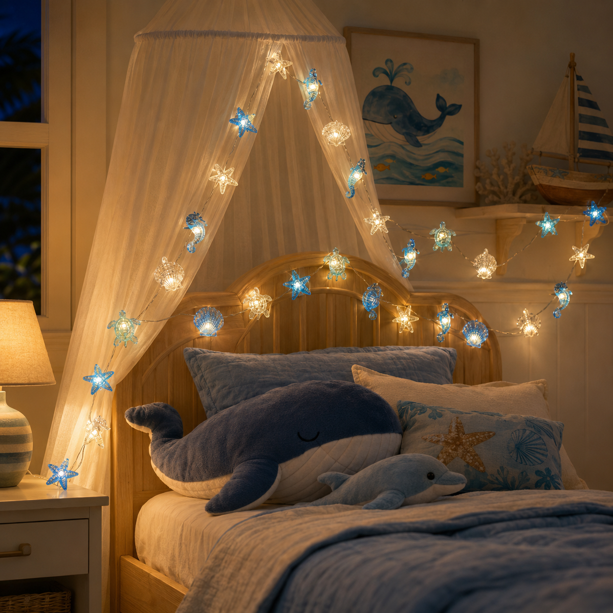 Ocean-Themed LED String Lights, 10 LED Sea Animal Fairy Lights Battery Operated for Bedroom, Nursery, Party & Coastal Home Decor