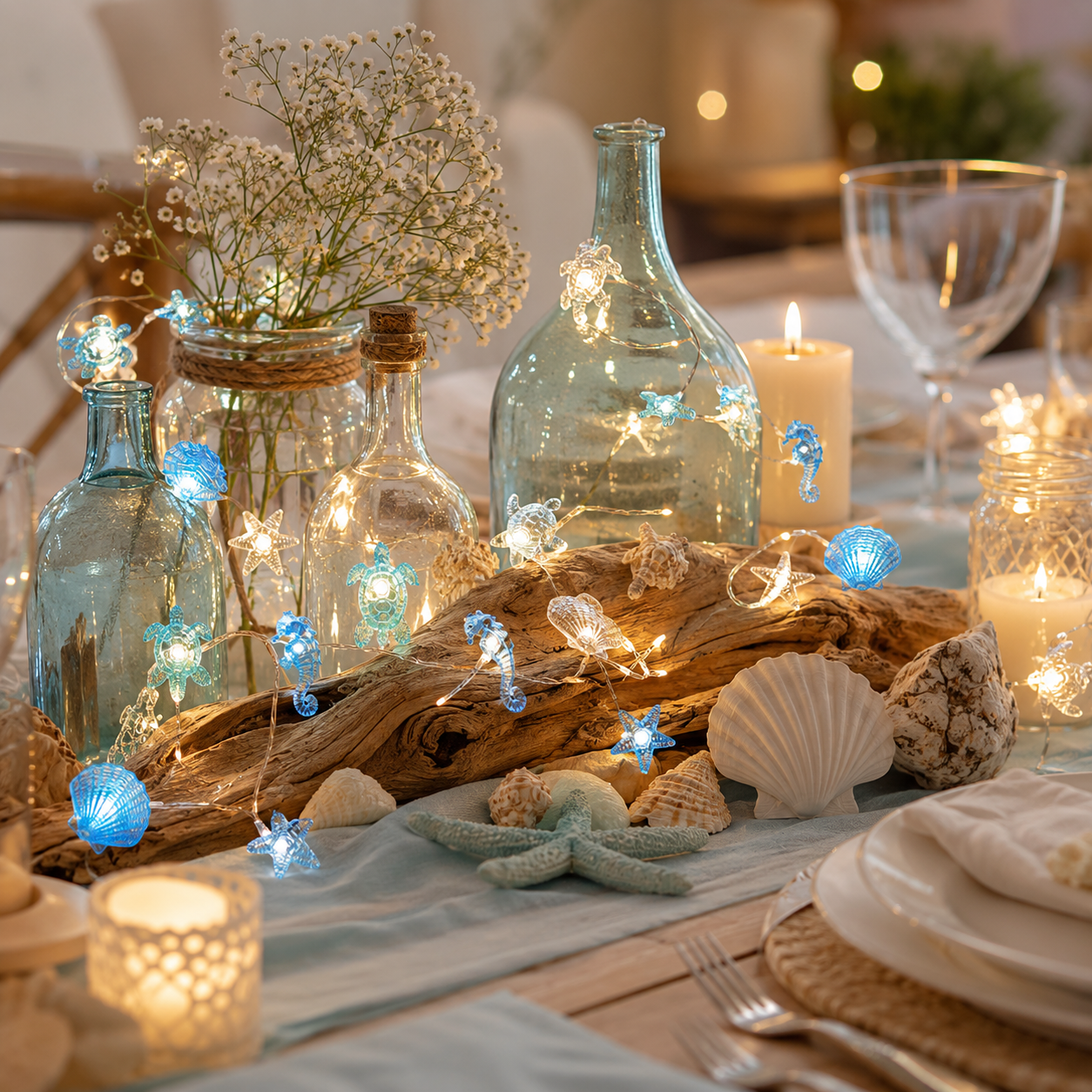 Ocean-Themed LED String Lights, 10 LED Sea Animal Fairy Lights Battery Operated for Bedroom, Nursery, Party & Coastal Home Decor