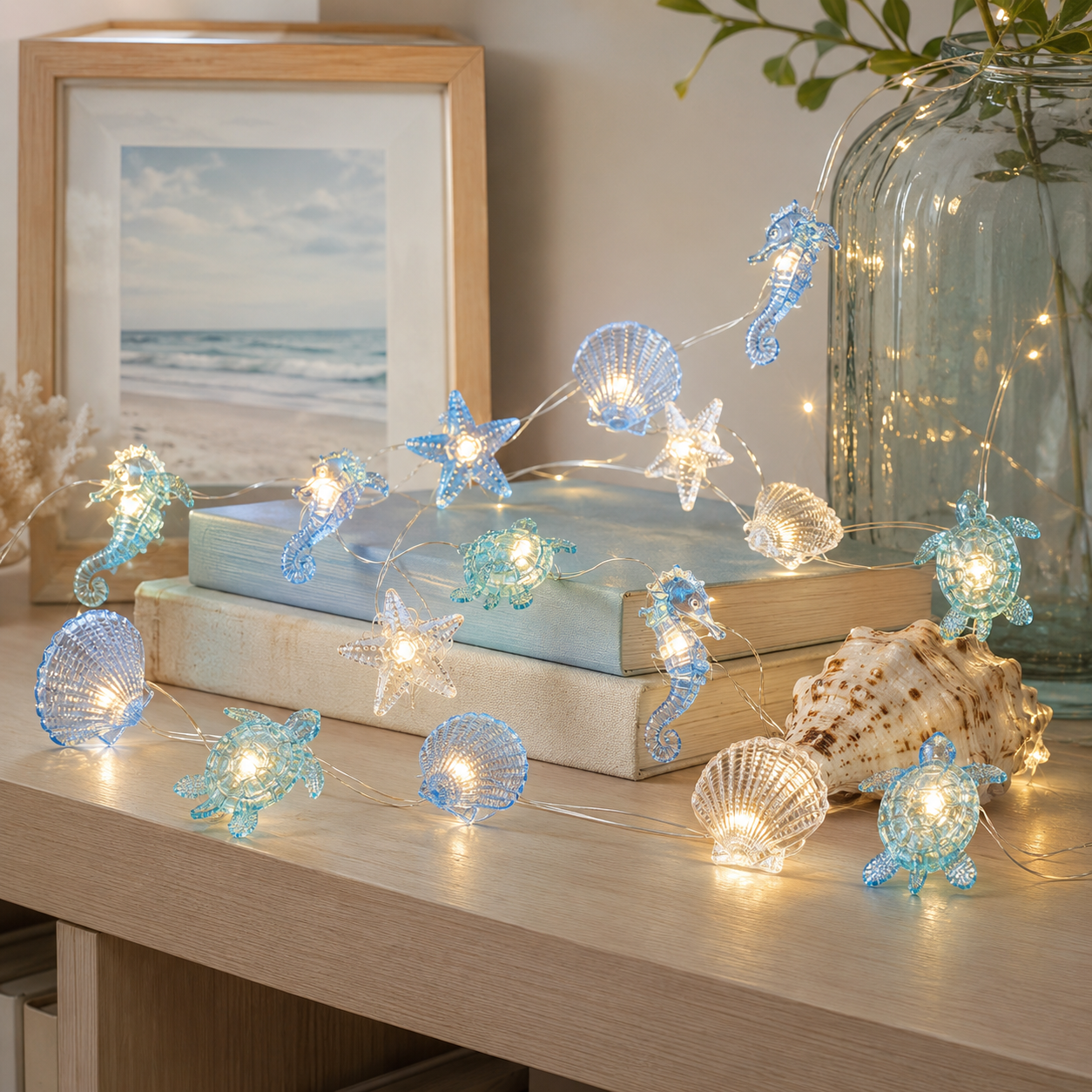 Ocean-Themed LED String Lights, 10 LED Sea Animal Fairy Lights Battery Operated for Bedroom, Nursery, Party & Coastal Home Decor