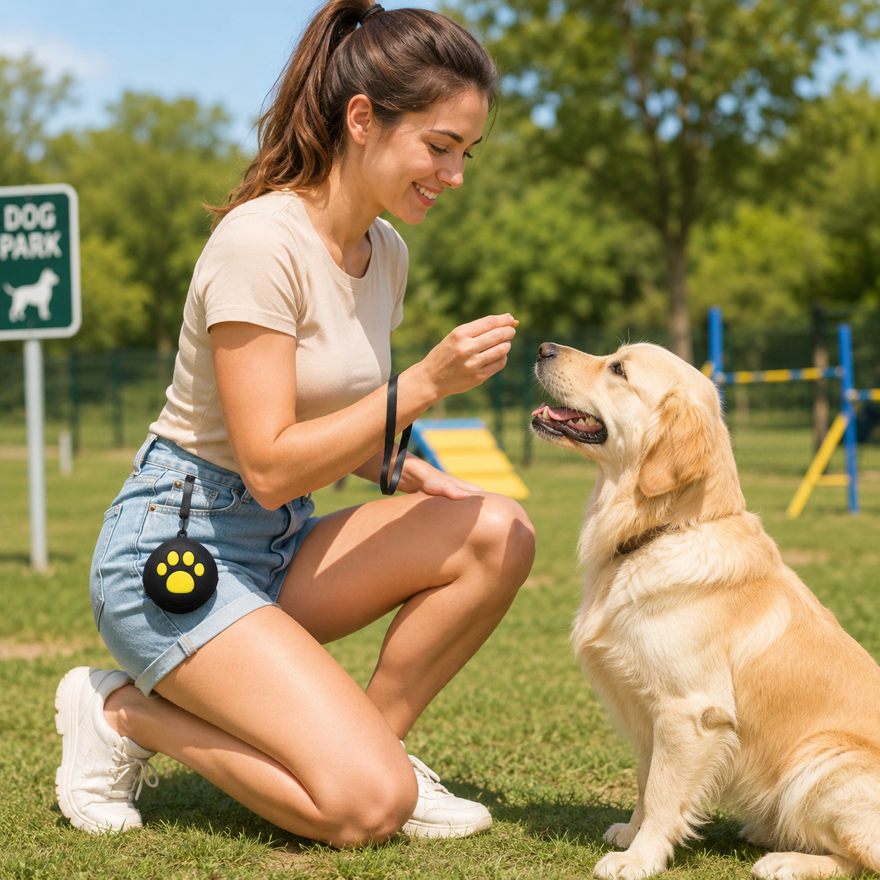 Compact Black Paws Pet Treat Pouch – Portable Dog & Cat Snack Holde