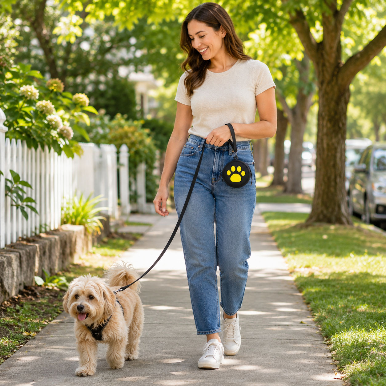 Compact Black Paws Pet Treat Pouch – Portable Dog & Cat Snack Holde