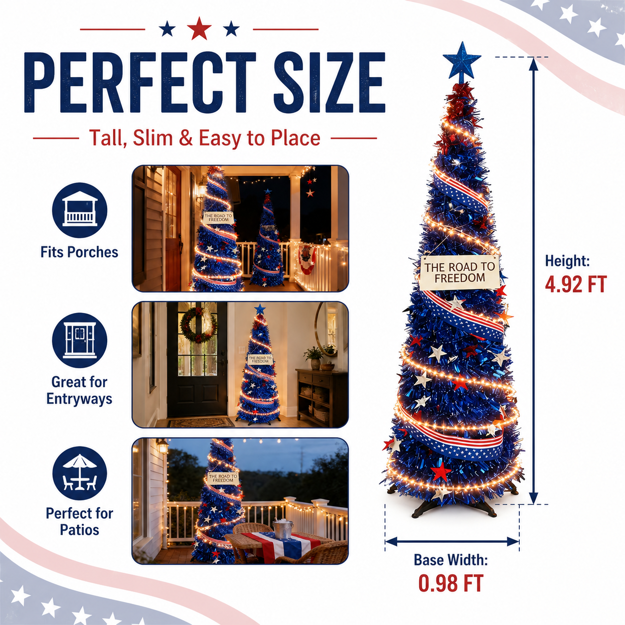 Patriotic LED Decorative Tree – 4th of July Outdoor/Indoor Decor