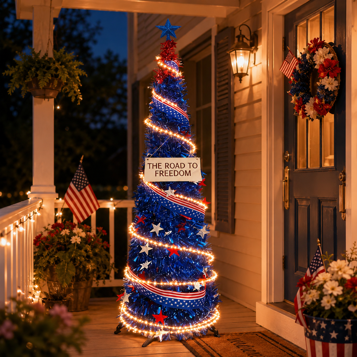 Patriotic LED Decorative Tree – 4th of July Outdoor/Indoor Decor