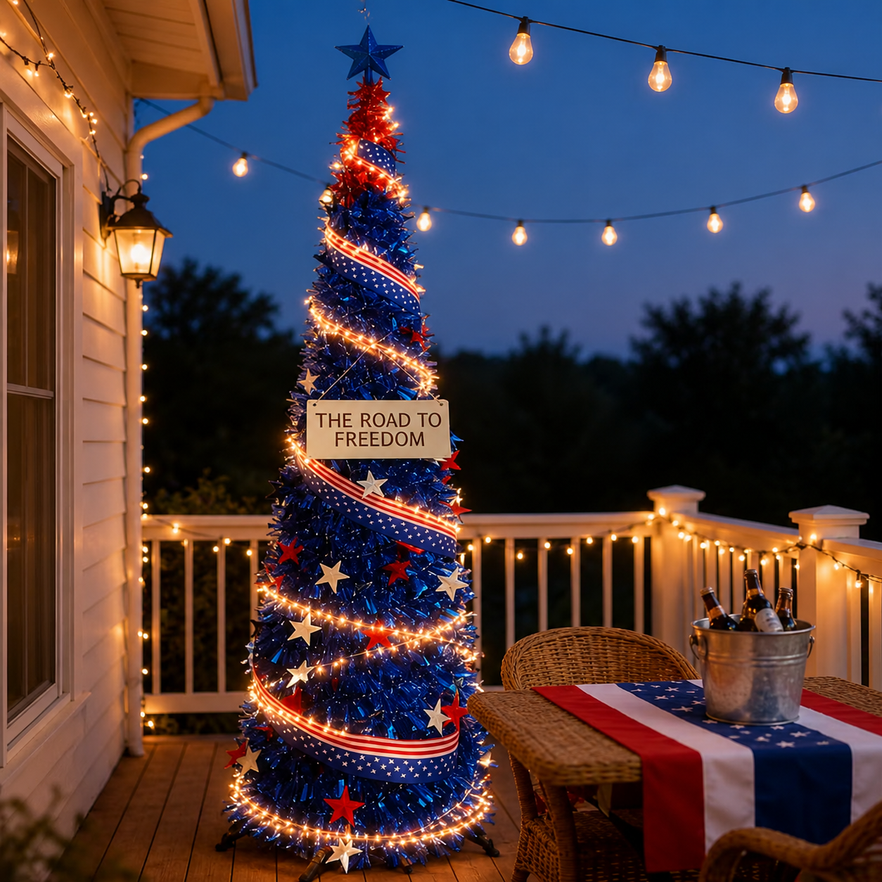 Patriotic LED Decorative Tree – 4th of July Outdoor/Indoor Decor