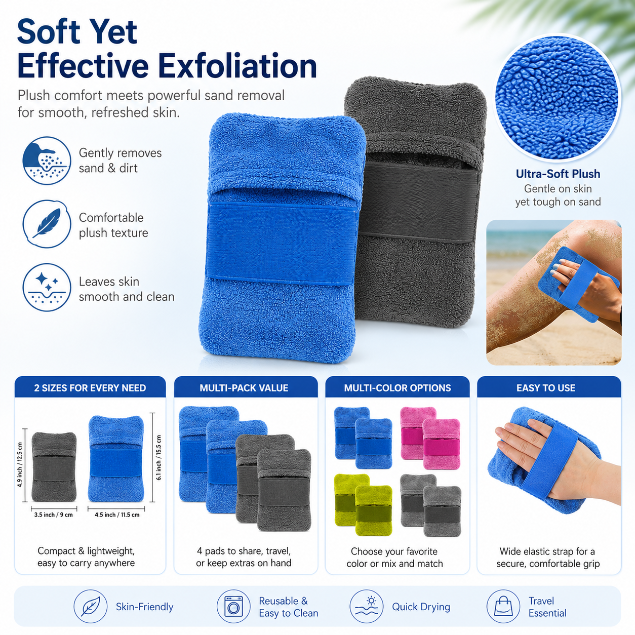 Beach Sand Remover Sponge Pad with Hand Strap