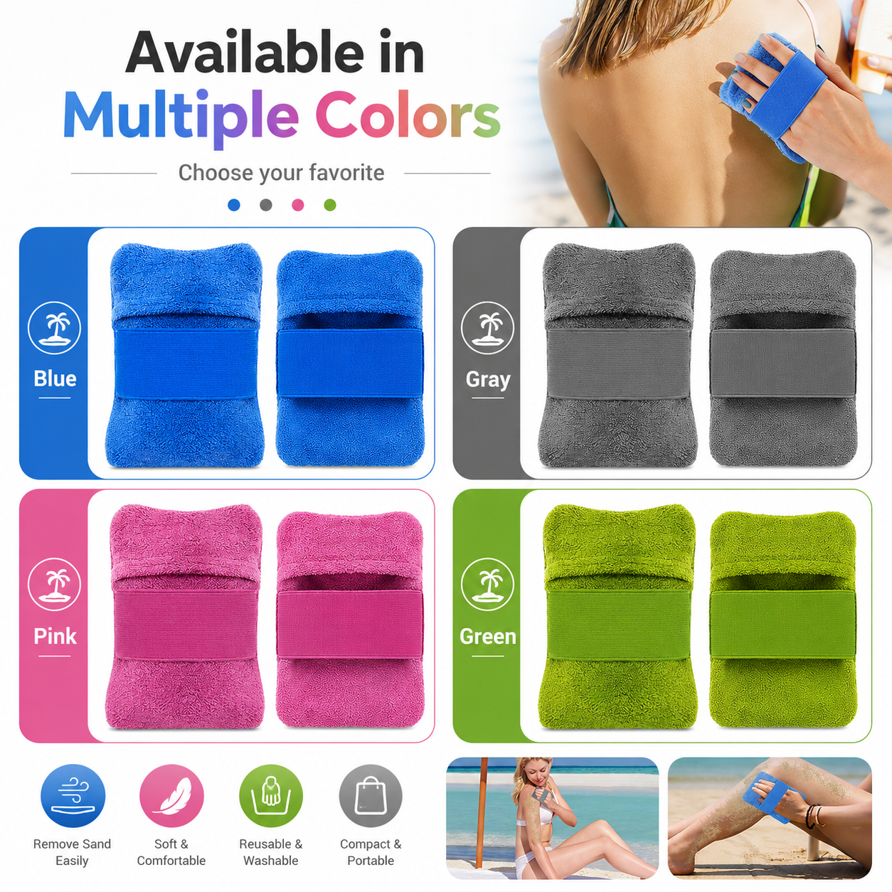 Beach Sand Remover Sponge Pad with Hand Strap