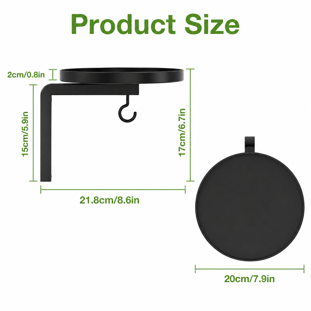 Outdoor Black Metal Bird Bath & Feeder Combo