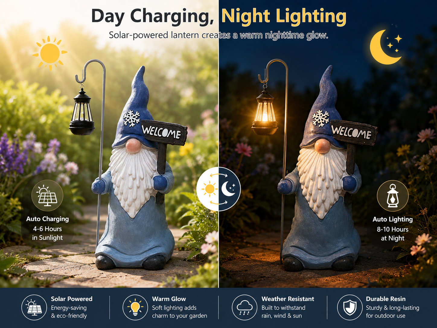 Whimsical Garden Gnome with Lantern – Outdoor Decorative Statue