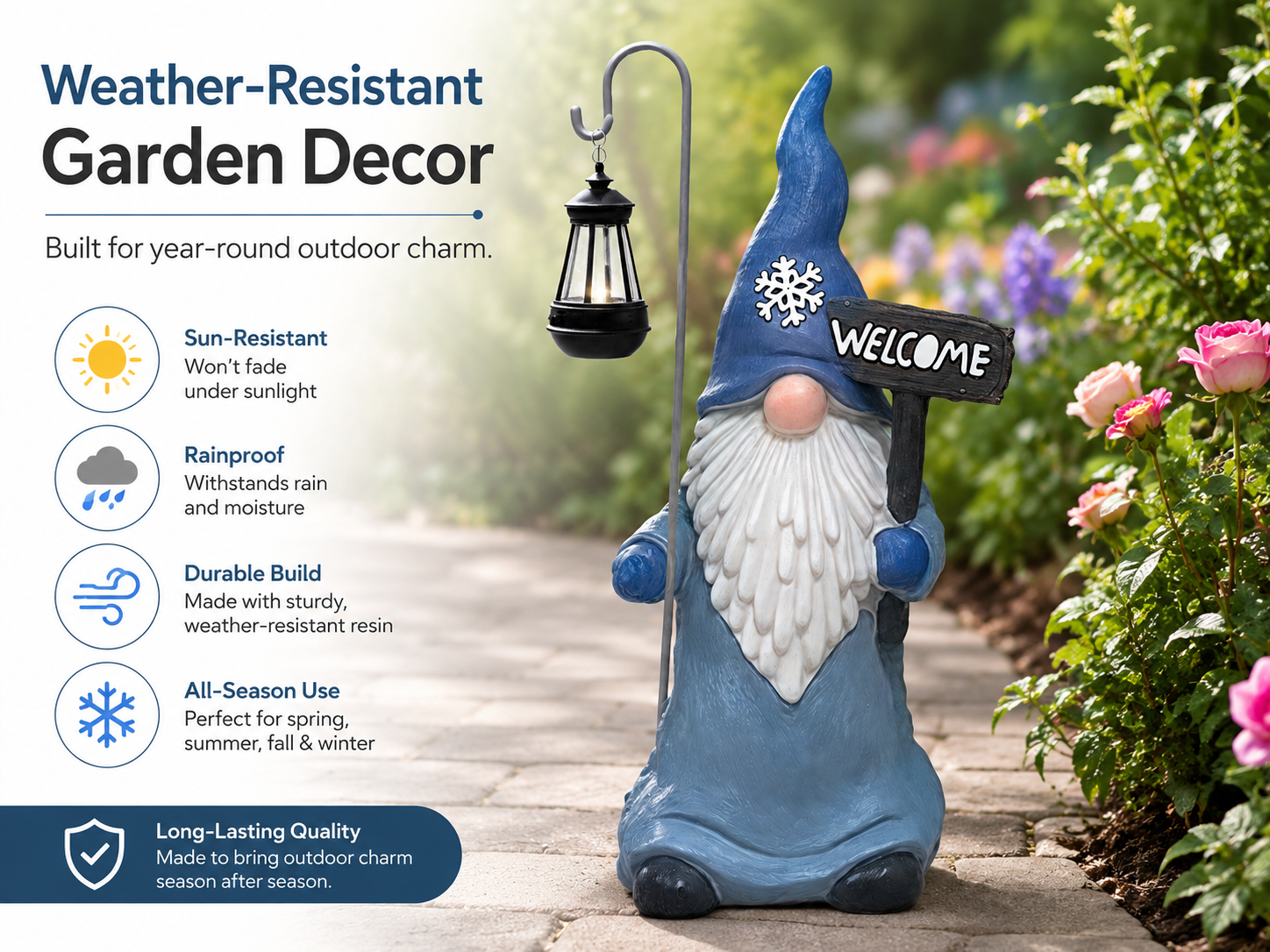 Whimsical Garden Gnome with Lantern – Outdoor Decorative Statue
