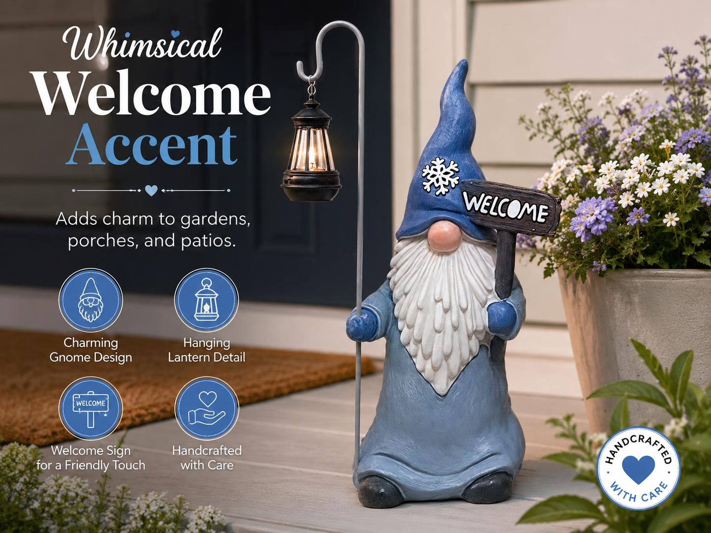 Whimsical Garden Gnome with Lantern – Outdoor Decorative Statue