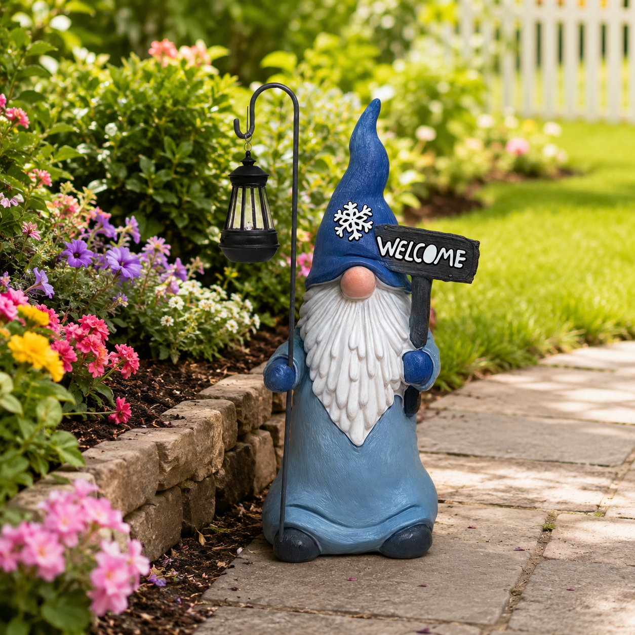 Whimsical Garden Gnome with Lantern – Outdoor Decorative Statue
